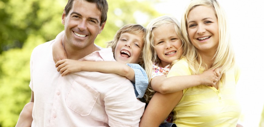 Family having fun in countryside